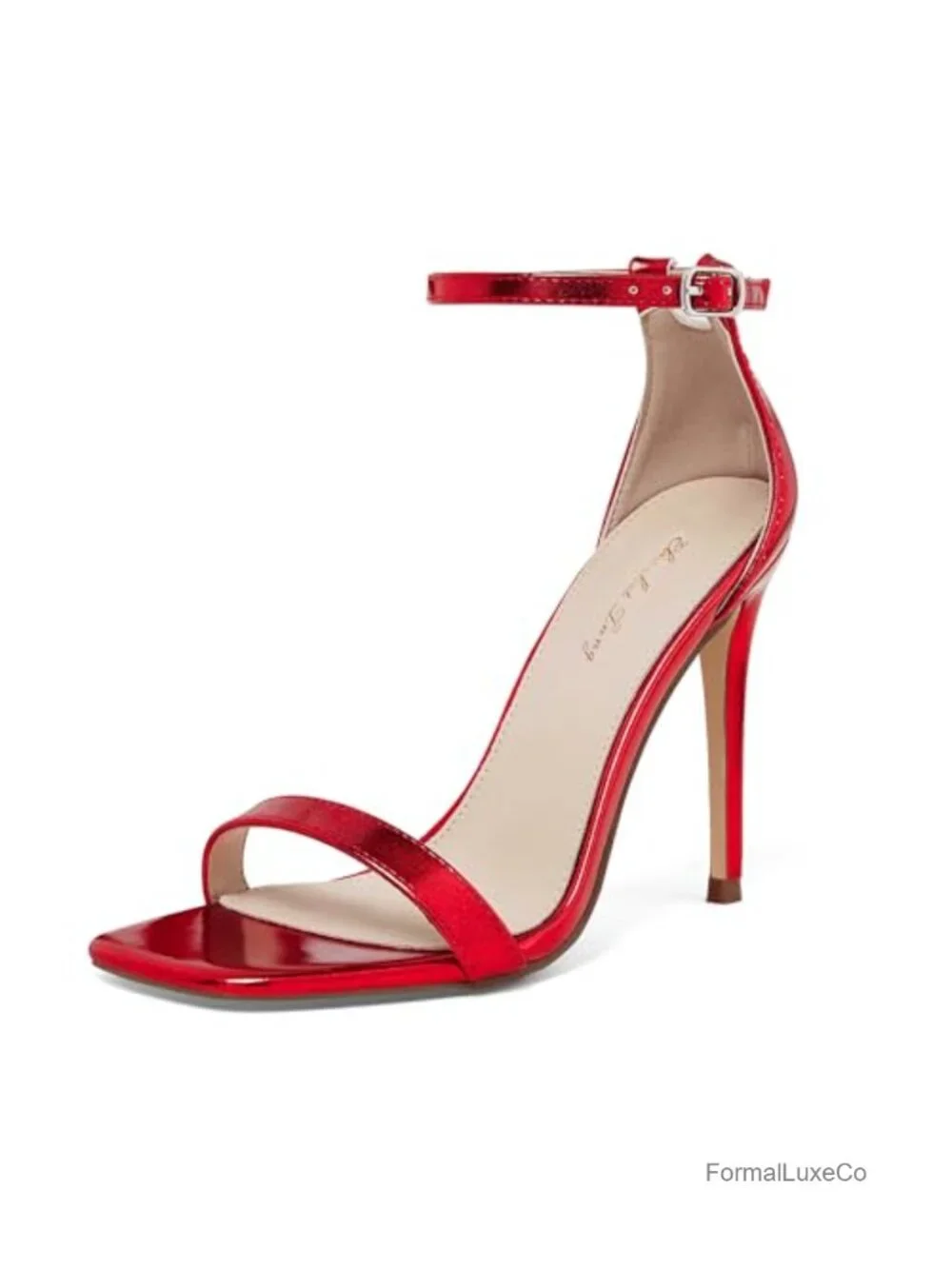 Stiletto Heels Square Open Toe Ankle Strap High Heeled Sandals 4 Inch Comfort